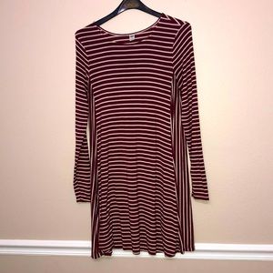 Old Navy Jersey Striped Maroon Shift t-shirt dress